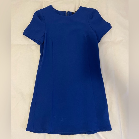 Royal blue short structured t-shirt dress - Picture 1 of 4
